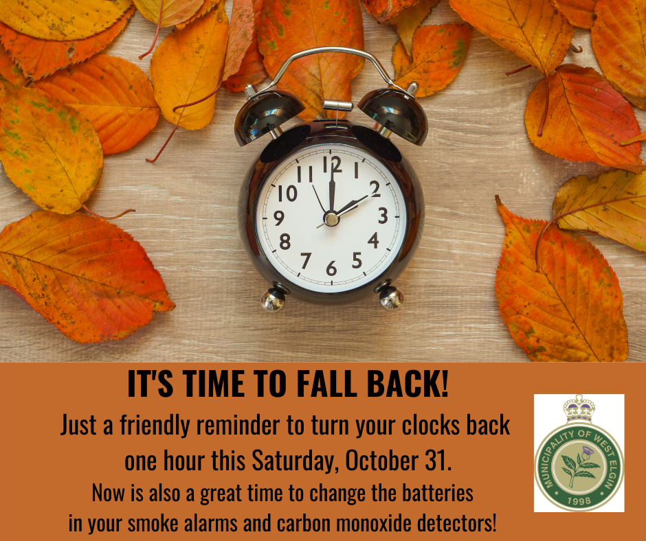 Fall Daylight Savings Reminder Municipality Of West Elgin