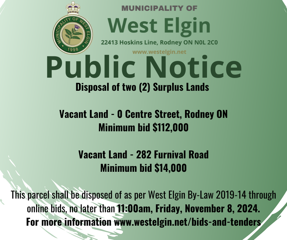 Notice of Disposal of Two Surplus Lands